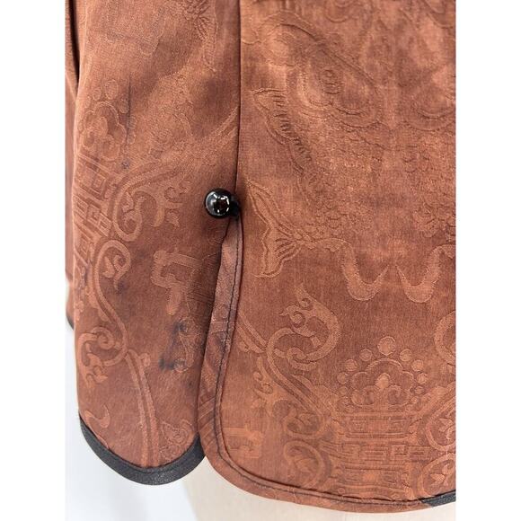 Sophie Hong Hand Dyed Silk Tailored Jacket Top Black Brown Size Medium - Picture 13 of 16